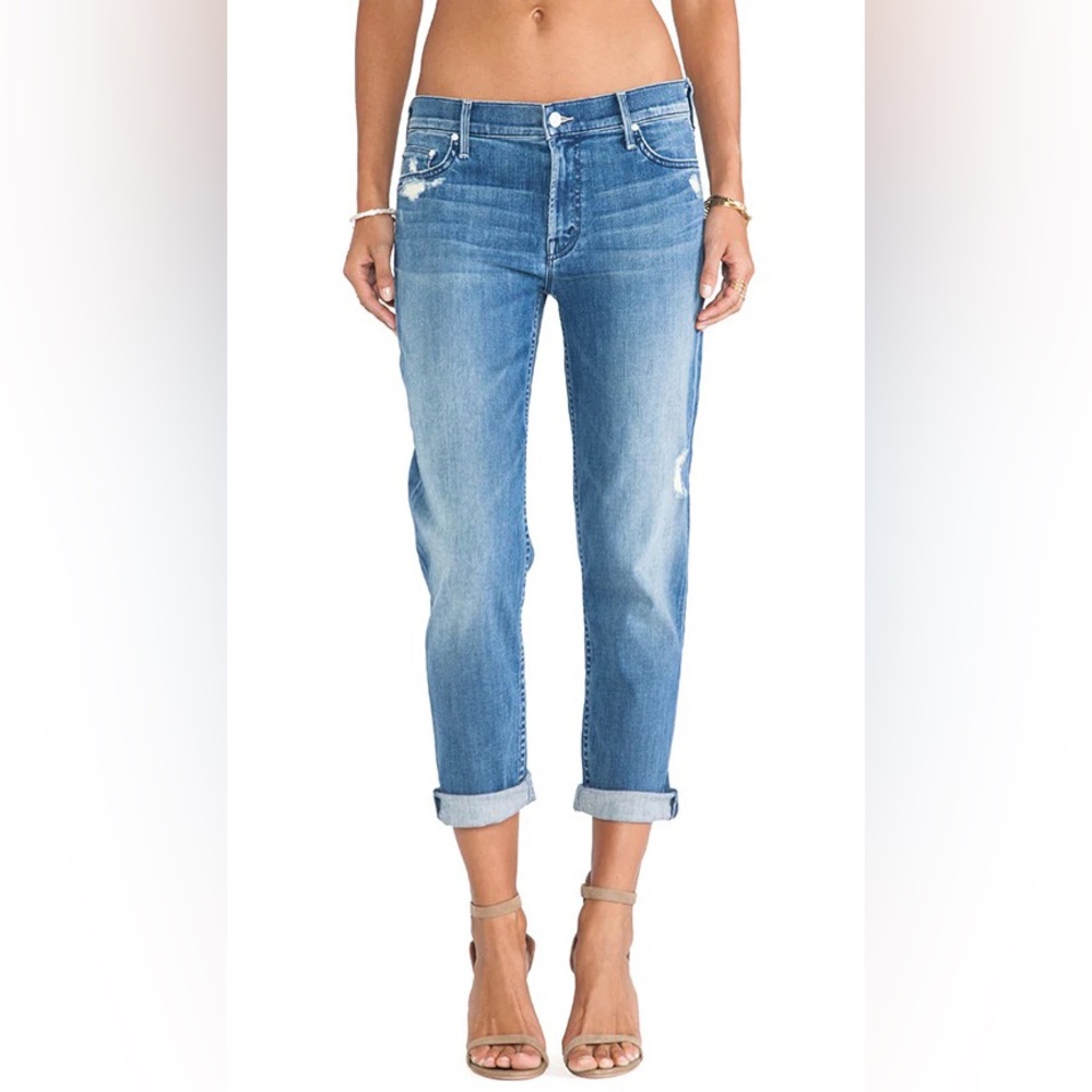 Mother The Dropout Boyfriend Cropped Jeans Graffiti Girl NWT